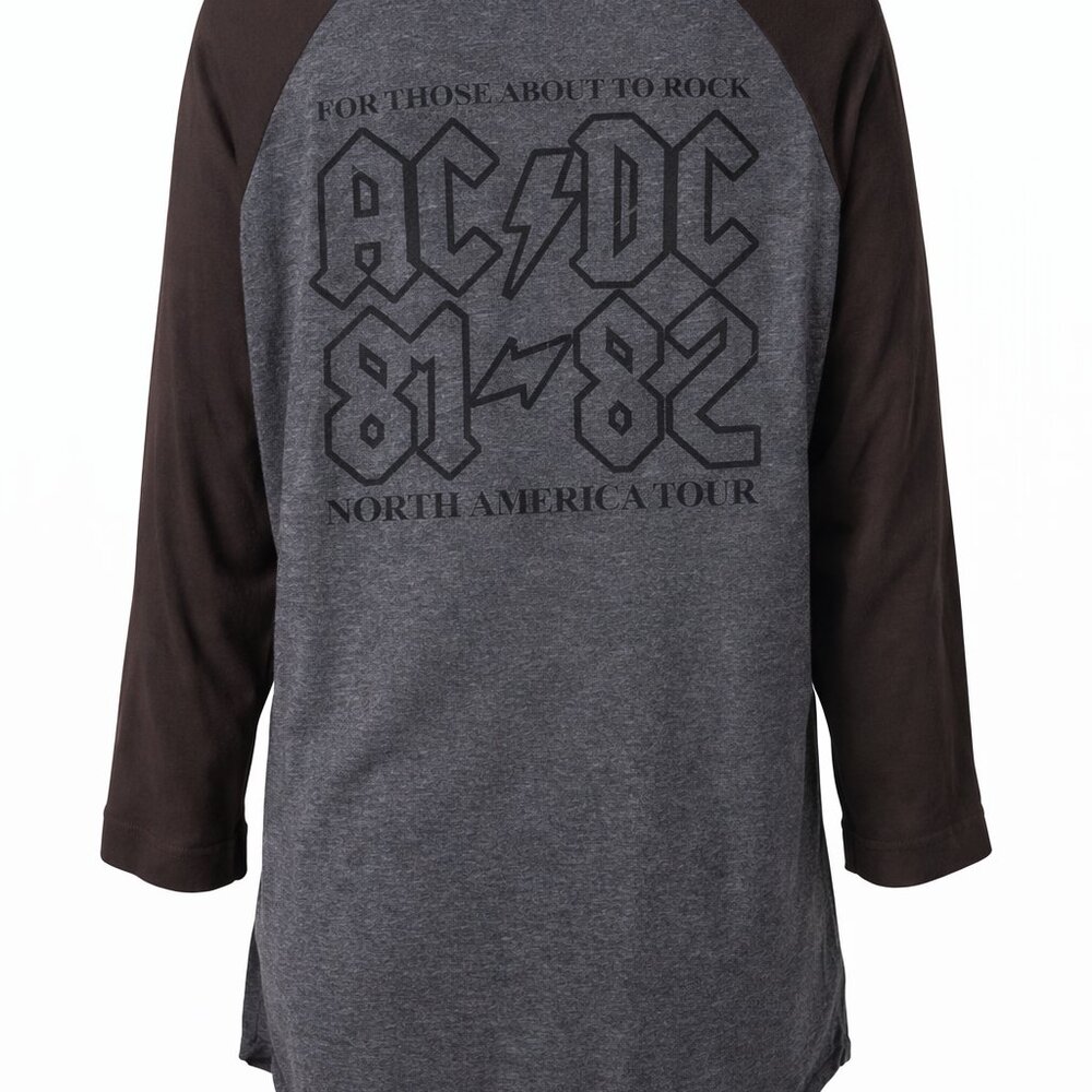 AC/DC 81-82 NORTH AMERICAN TOUR 80s ROCK RETRO SOFT RAGLAN T-SHIRT SIZE XL
